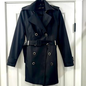 Black trench rain jacket
